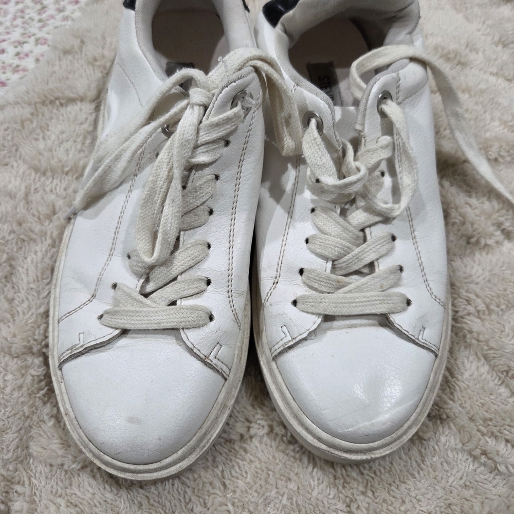 Steve Madden White and Black Lace-Up Sneakers 5M